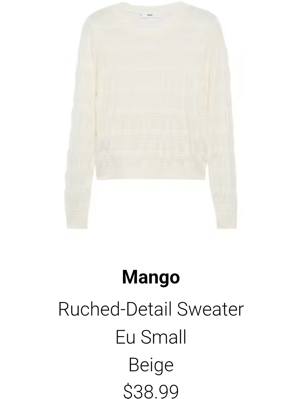 Mango Cream Textured Ribbed Long-Sleeve Sweater - Picture 3 of 3